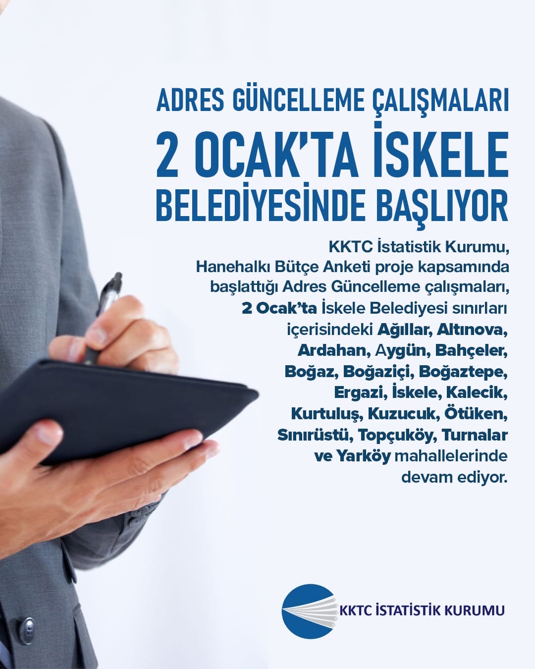 Adres güncelleme çalışmaları 2 Ocak’ta İskele’de devam edecek