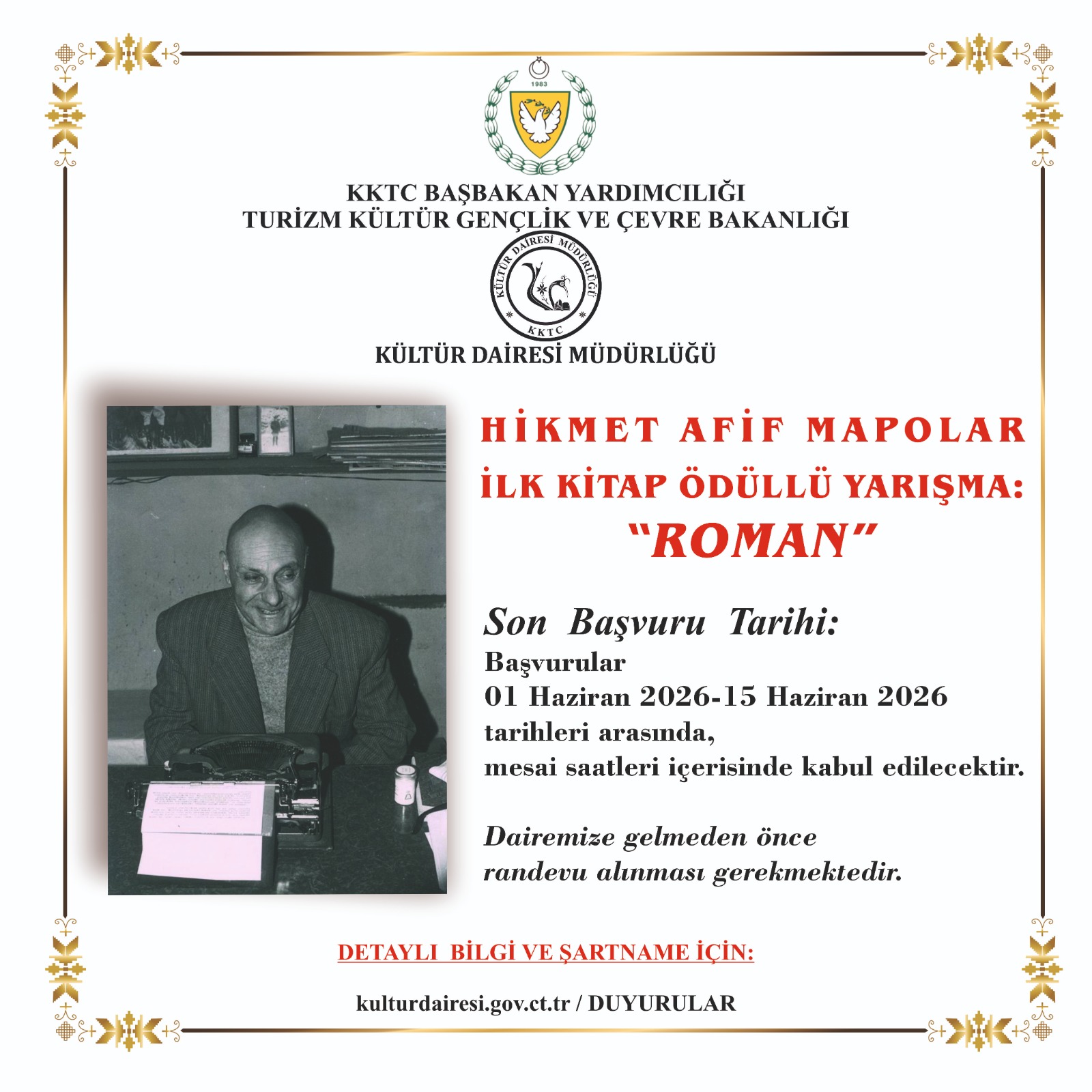 Hikmet Afif Mapolar İlk Kitap Ödüllü Yarışması… Başvurular 1 Haziran’da başlayacak
