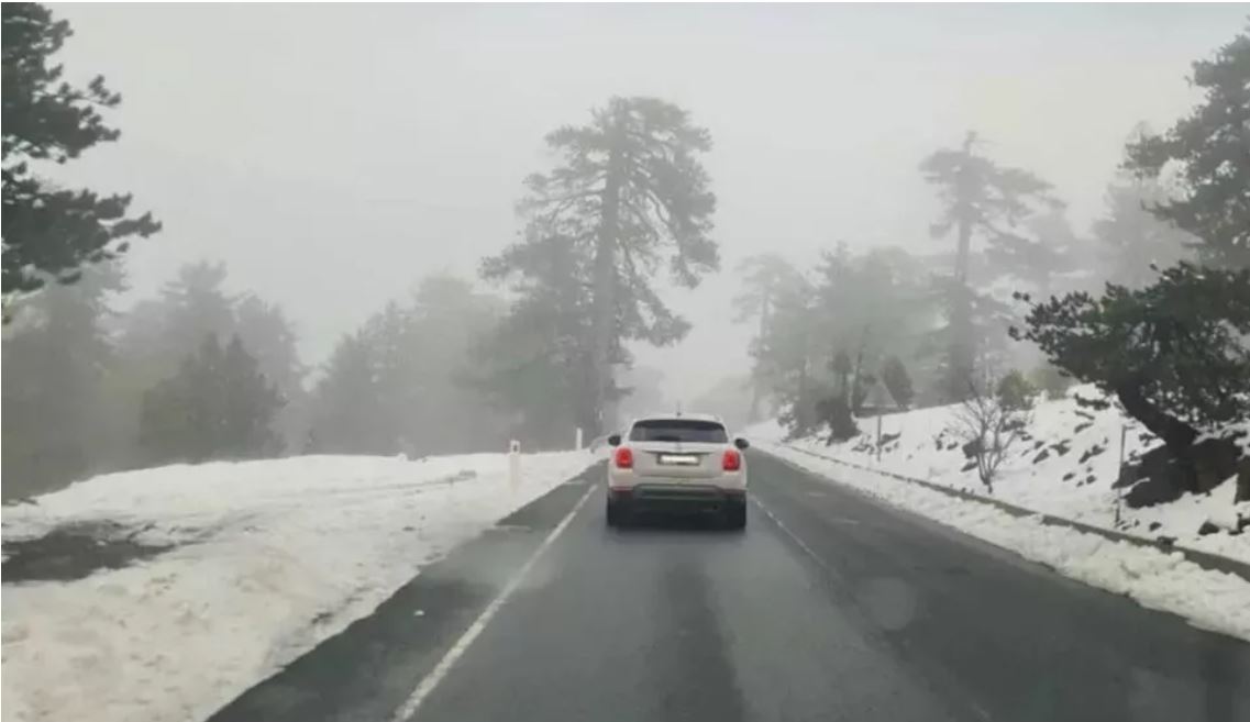Trodos Dağları’nda mayıs ayında kar sürprizi